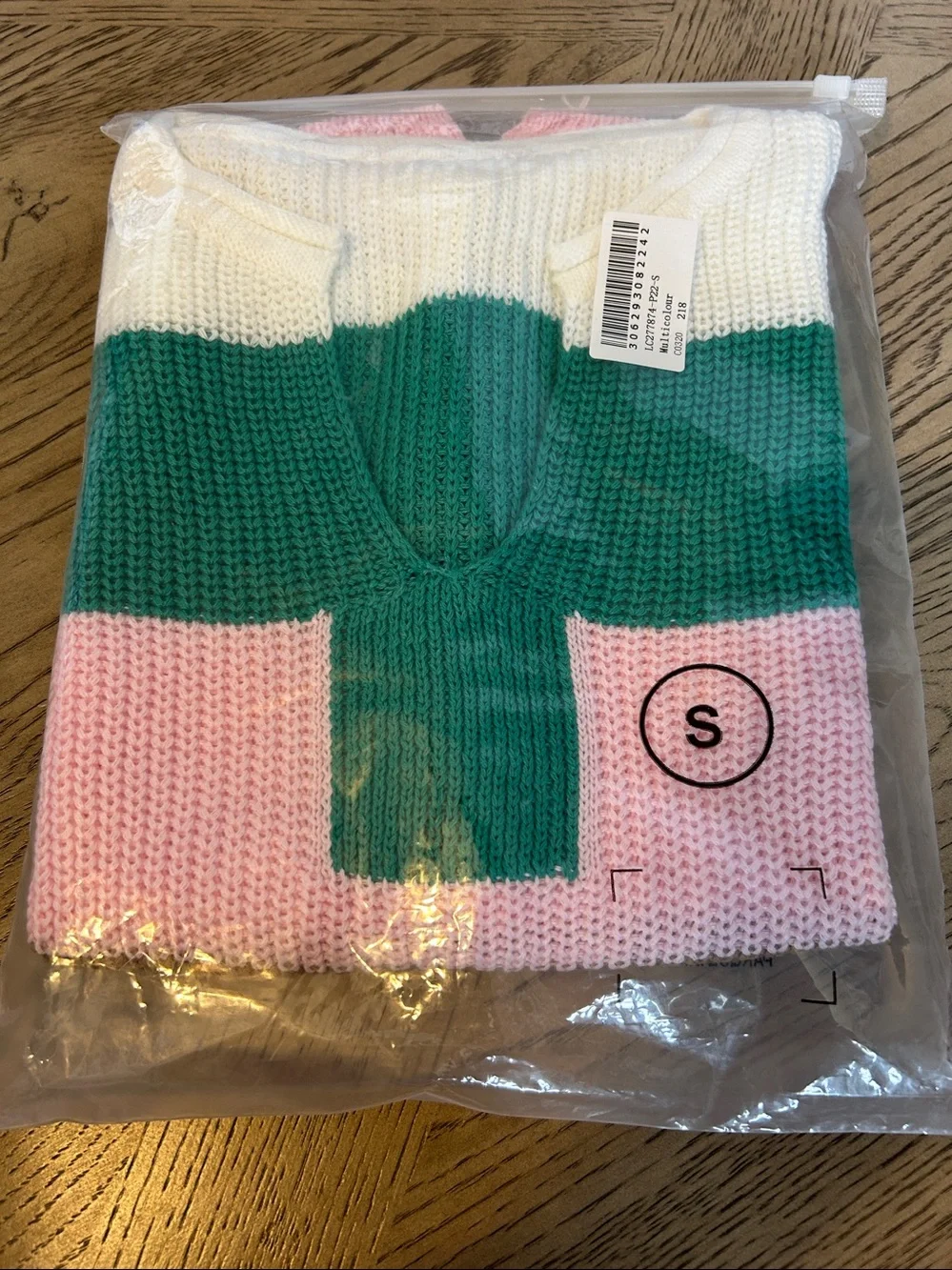 Knit Colorblock V-Neck Sleeveless Sweater Vest - Pink/Green/White